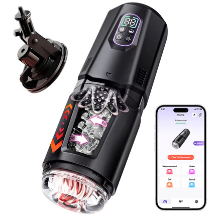APP Control Electric Rotary Telescopic Tongue Licking Male Hands-Free Masturbation Device Penis Exercise Plane Cup Adult Toys