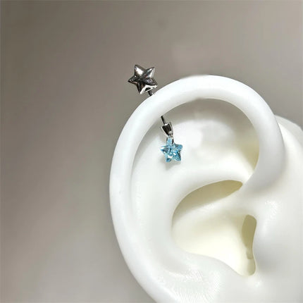 Sweet Angel's Wings Stainless Steel Ear Bone Nail Cute Acrylic Love Heart Cross Earrings for Women Body Puncture Accessories
