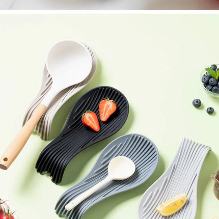 1/4Pcs Silicone Insulated Spoon Holder Heat Resistant Placemat Spoon Holder Cutlery Shelving Kitchen Tools Placemat