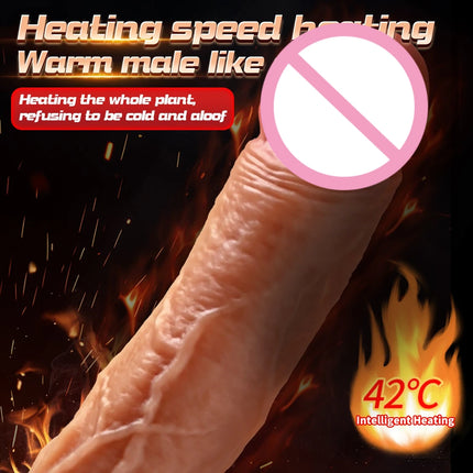 Female Realistic Dildo Soft Silicone Heating Masturbation Vibrator G-spot Vagina Anal Massager Big Dick Sex Toys For Women 18+