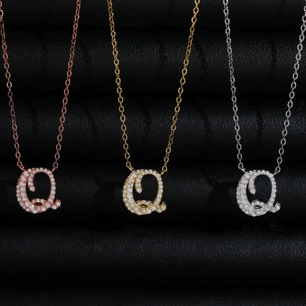 Iced Out Pendant Necklace  925 Silver Initial VVS Moissanite Letter Pendant Link Chain Necklace A-Z  for Men Women
