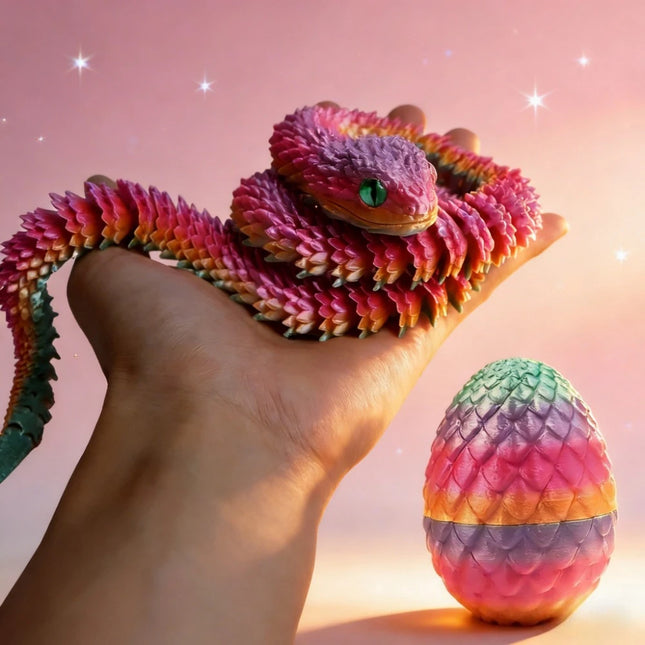 3D Print Cool Snake Dragon Egg Multi-joint Novel Easter Hot Sale Gifts Decompression Children's Toys Desktop Decorations Printed