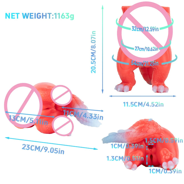 YOCY 6629 Orange Dragon Dual Channel Male Masturbator FURRY Stroker Pocket Pussy Sex Toy For Fetish Adult 18+