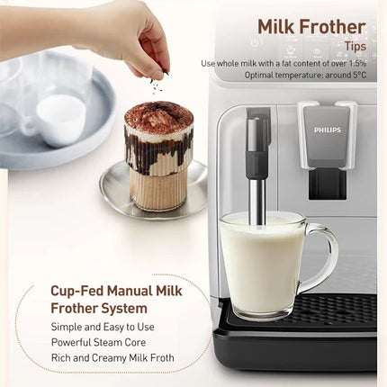 Philips EP1221 Fully Automatic Coffee Machine with Aroma Extract System 12-Setting Ceramic Grinder Milk Frother
