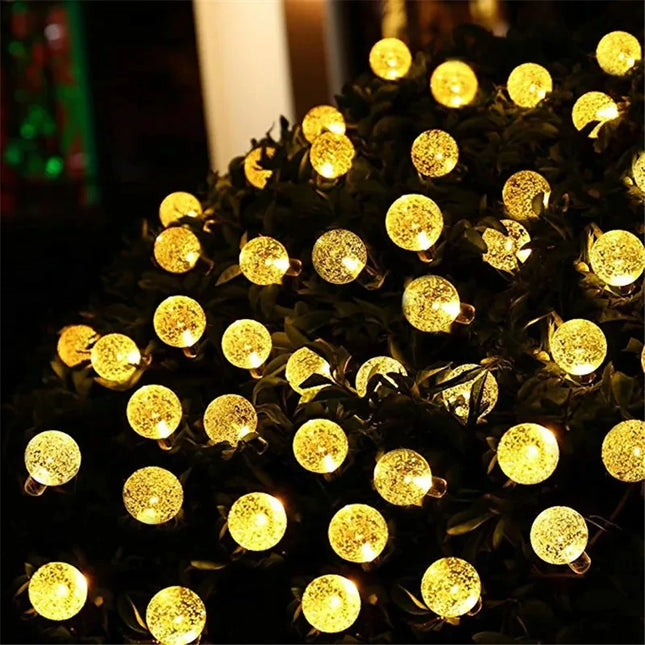 Guirlande lumineuse solaire LED avec boules de cristal 10M étanche, Lumières féeriques Noël, Mariage, Guirlande, Jardin, Pelouse, Arbre, Décoration extérieure