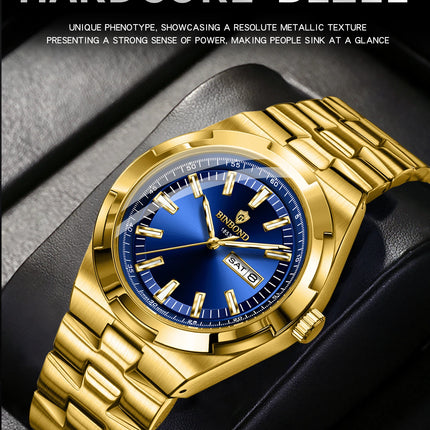 BINBOND New Luxury Quartz Men's Wristwatch Sport Men Watches Waterproof Luminous Date Week Stainless Steel Men's Watch Male Reloj