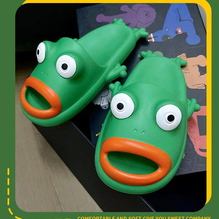 Frog House Slipper Cloud Woman Sandals Flip Flops Sandals Soft Sole Beach Non Slip Home Shoes Platform Weird Female Slides Men