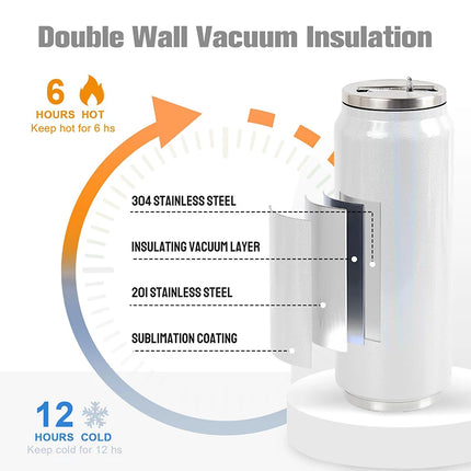 350ml 500ml Sublimation Blank Tumblers Can Stainless Steel Thermos Bottle Double Wall Insulated Cup With Lid Straw Water Bottle