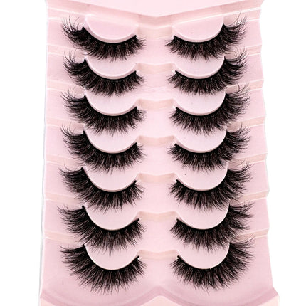 7pairs Natural Russian Strip Lashes Fluffy Mink Lashes 3D False Eyelashes Fluffy Volume Eyelashes Fake Eyelash Extension Make Up