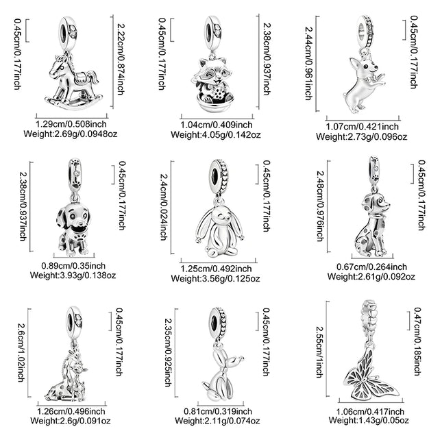 925 Sterling Silver Animal Series Little Lion Butterfly Spot Dog Charms Beads Fit Original Pan Bracelet High Quality DIY Jewelry