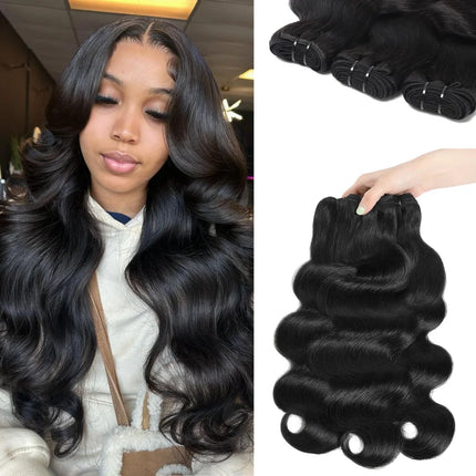 20 30 32 Inch Body Wave Double Weft Human Hair Bundles Remy Hair Extensions Unprocessed Brazilian Hair 1 3 4 Weave Natural Color