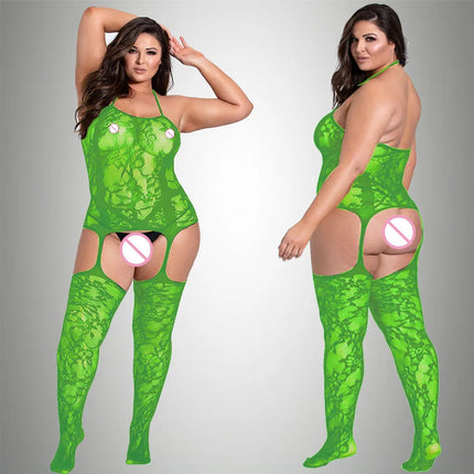 New Plus Size Bodystocking Bodysuits For Women Sexy Fishnet Lingerie Babydoll Dress Porno Underwear Mesh Stockings For Sex
