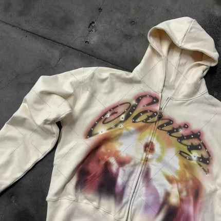 Letter print, hot stamping, hip-hop, personalized street style, men's and women's loose hoodie, zipper sweatshirt, autumn