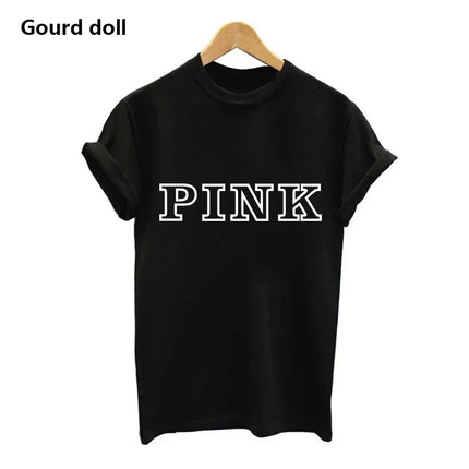 Harajuku Fashion PINK Letter Printed T-Shirts Women Tops Tee t shirt Women For Female O-Neck tumblr kawaii Casual Short Sleeve