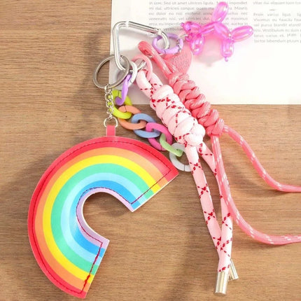 Funny Elegant Starfish Tassel Keychain Alloy Leopard Print Leather Tulip Pendants Cartoon Frog Beaded Bag Pendant Party