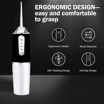 Water Flossers Portable Dental Irrigator Cordless Floss Irrigators Jet Rechargeable Oral Flossers Black Sets for Adults Braces