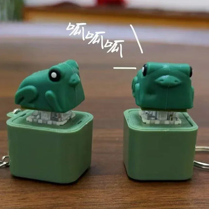 Funny Croaking Frog Duck Luminous Button Keychain Keyboard Fidget Clicker Sound Keyring for Stress Relief Finger Toy Gift Decor