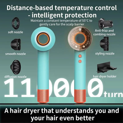 Hair Dryer with Negative Ions for Hair Care, Quiet, Fast Drying, Temperature Control, High-Speed, Huaqiangbei Strong Wind Hd16 Hair Dryer