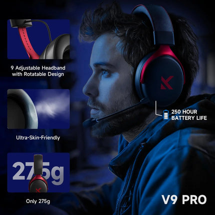 MCHOSE V9 Pro Gaming Headset Wireless 7.1 Channel Surround Sound Three Mode Low Latency Noise Canceling Mic for PS5 PC SWITCH