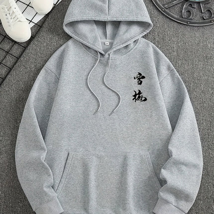 Autumn Winter Viral Korean Streetwear Double Sided Plum Blossom Kanji Print Hoodie Y2K Harajuku Aesthetic Long Sleeve Pullover