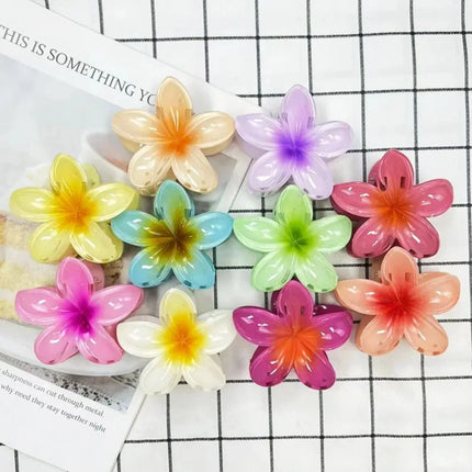 Hawaiian Gradient Hair Clips Flower Hair Claws Big Size Fashion Head Wear Hairpin for Women Girls Crab Barrette Hair Accessories