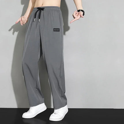Trousers Straight Plain Wide Leg Draped Thin Male Sports Pants Summer Sport Slacks Xxl Jogger Big Tall Man Men's Sweatpants
