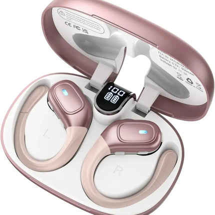 Sport Bluetooth 5.3 Earphones Earhook Headphones IPX7 Waterproof Wireless Earbuds 75 Hrs with LED Power Display Physical buttons