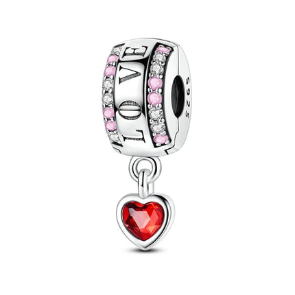 Lucky Clover Clip Charms 925 Sterling Silver Original Black Cat Stopper Clamp Silicone Spacer Charm For DIY Jewelry Bracelet