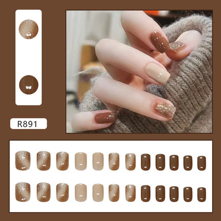 Thousands Stars 24 Pcs Press on Nails Pink Nail Polish Glossy Artificial Finger Manicure Reusable False Nails for Women