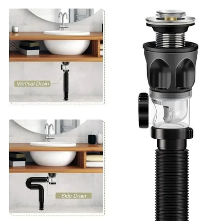 Universal Flip Stainless Steel Washbasin Washbasin Sink Wall Drainage Pipe Kitchen Bathroom Accessories Anti Odor Drainage Pipe