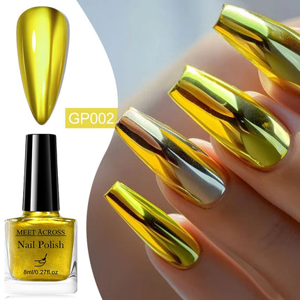 MEET ACROSS 8ml Glass Bottle Water-Based Peel Off Nail Polish Spring Summer Colorful Glitter Nail Art Varnish No Need Lamp