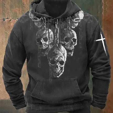 Halloween Men's Hoodie Skull 3D Print Outdoor Hooded Autumn Casual Prints Front Pocket Hoodies Fall Designer Hoodies Sweatshirt