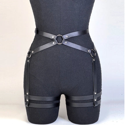 Leg Harness Bandage Sexy Thigh Garter Women Gothic Fetish PU Leather Garter Belt Bdsm Clothing Accessory