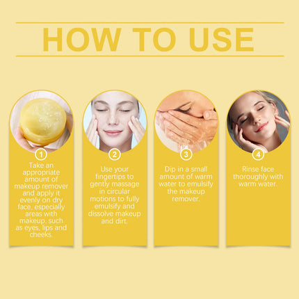 EELHOE Turmeric Cleansing Balm Makeup Remover Moisturizing Facial Pore Cleaning the Skin Refreshing Lemon Makeup Remover Balm