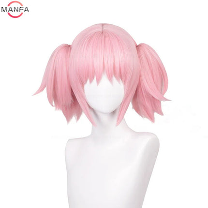 Madoka Kaname Cosplay Wigs Pink 30cm Short Clip Ponytails Kaname Madoka Anime Wig Cosplay Heat Resistant Synthetic Hair