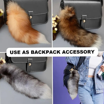Creaative Faux Fur Fake Fox Tail Pendant Animal Tail Soft Fox Tail Keychain with Metal Clasp Fox Tail Key Ring Bag Decoration