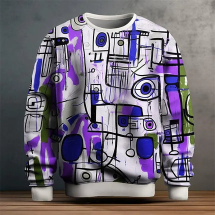 Men's Graphic Sweatshirts For Men Graffiti Pullover Long Sleeve Sweatshirt Crew Neck Fashion Daily Casual Holiday Vacation New