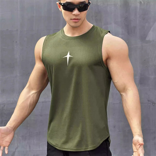 summer Sleeveless vest outdoor casual sports tank top fitness undershirt quick drying round neck gym T-shirt men Breathable tops