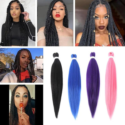 26inch Pre Stretched Easy Braid Hair Synthetic Ombre Jumbo Braiding Hair Extension Braid Hair Pink Purple African Woman