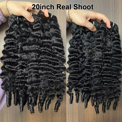 Burmese Curly Hair Bundles Human Hair Bundles Virgin Weave 15A Raw Human Hair Extensions 3C4A Spiral Curly Ends