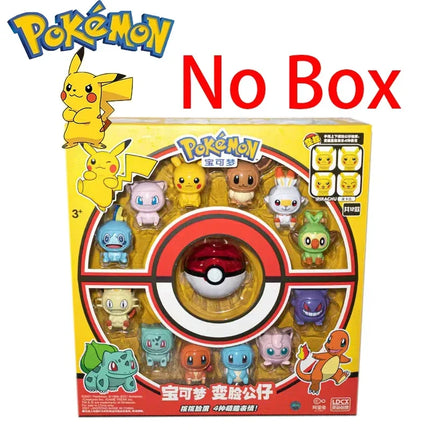 Pokemon Anime Genuine Pikachu Bulbasaur Pokeball Model Set Eevee Gengar Mewtwo Action Figure Face-Changing Doll Elf Ball Toys