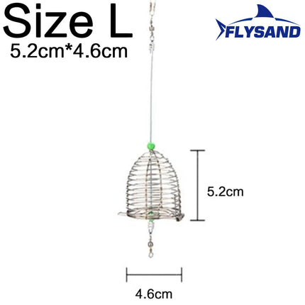 FLYSAND Fishing Cage Fishing Stainless Steel Bait Cage Basket Feeder Holder Fishing Lure Cage 3 Sizes S/M/L Fishing Feeder Cage