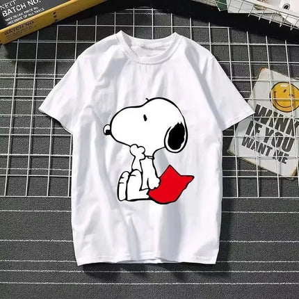 2025 New Summer Snoopy T Shirt Cartoon Short Sleeved Tees Tops Harajuku T-shirt Women Streetwear Pullover Clothes Men's Clothing