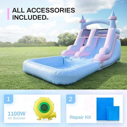 Commercial Grade Inflatable Water Slide with Splash Pool giant Bouncy Castle for Adults Kids for Backyard, Outdoor Slide Park