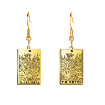 Classic Tarot Cards Stainless Steel Drop Earring for Women Sun Moon Star Lovers Divination Tarot Jewelry Birthday Gift