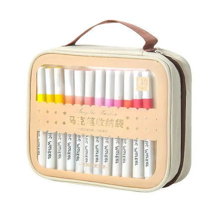 24/36/48/60/84/120Slots Marker Pen Storage Bag Large Capacity Zipper Closure Pencil Bag Detachable Markers Case Drawing Tools
