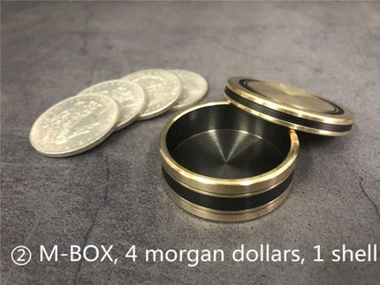 M-BOX (Morgan Size) Magic Tricks Coin Appear Vanish Magia Magician Close Up Illusions Gimmick Props Mentalism Upgraded Okito Box