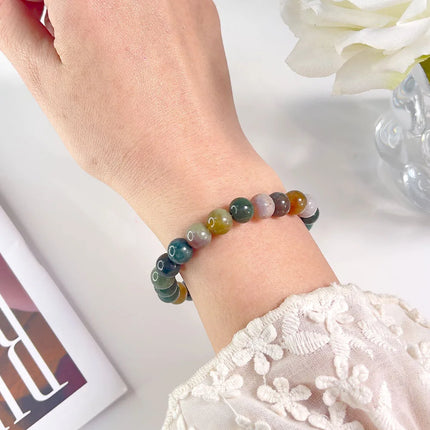 Natural Stone Pink Zebra Beaded Bracelet 6/8mm Dalmatian Jasper Rhodochrosite Agate Bracelet Gemstone Beads Bracelet