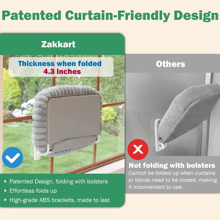 Foldable Cat Window Perch -with 4-Sided Bolster, Metal Frame - Window Hammock for Large Cats and Kittens