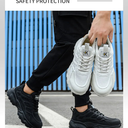white work shoes lightweight comfortable safety shoes man women work shoes with a steel toe puncture proof safety work sneakers